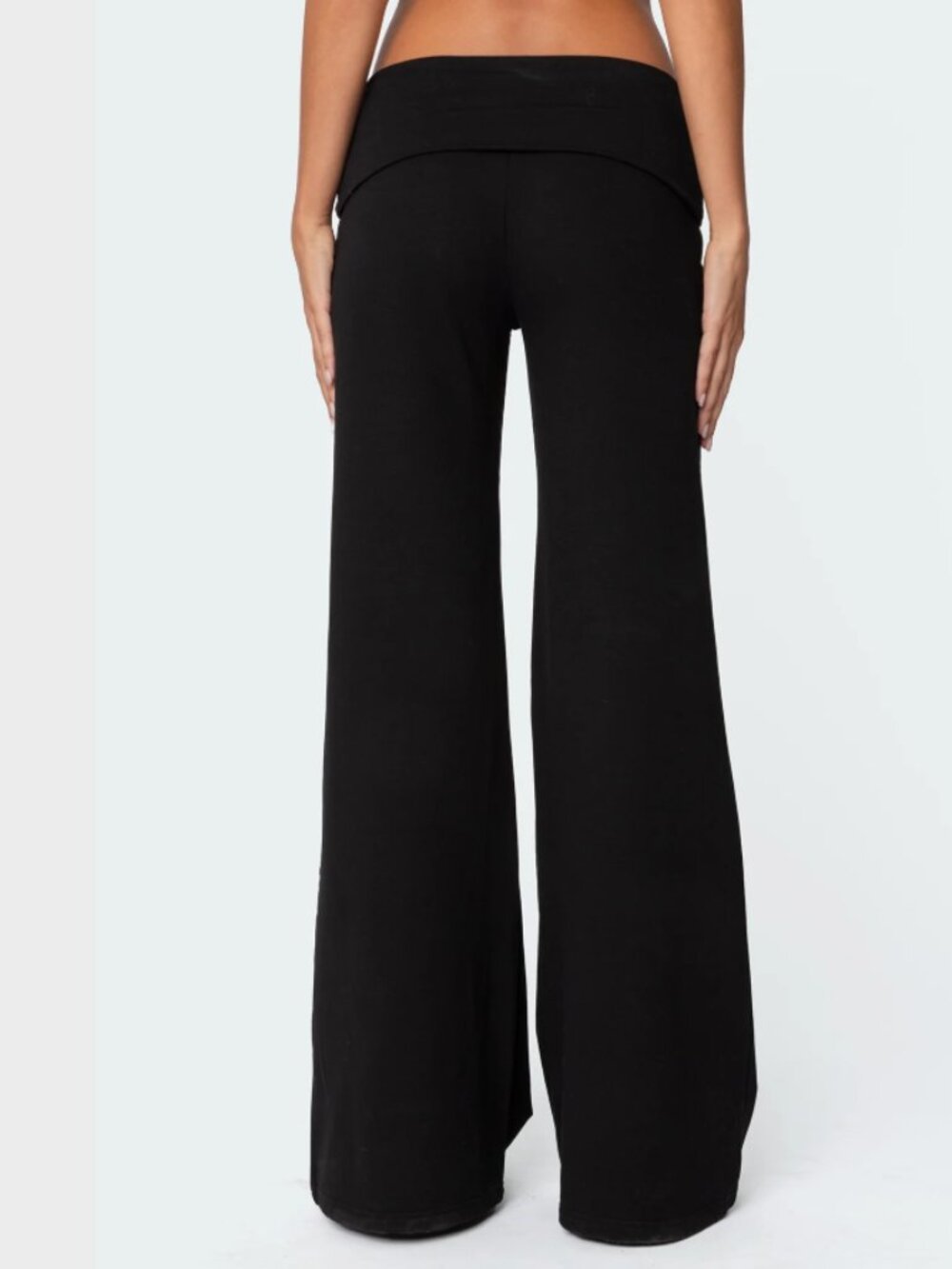 Edikted Black Wide Leg Foldover Lounge Pants Size S - Picture 2 of 10